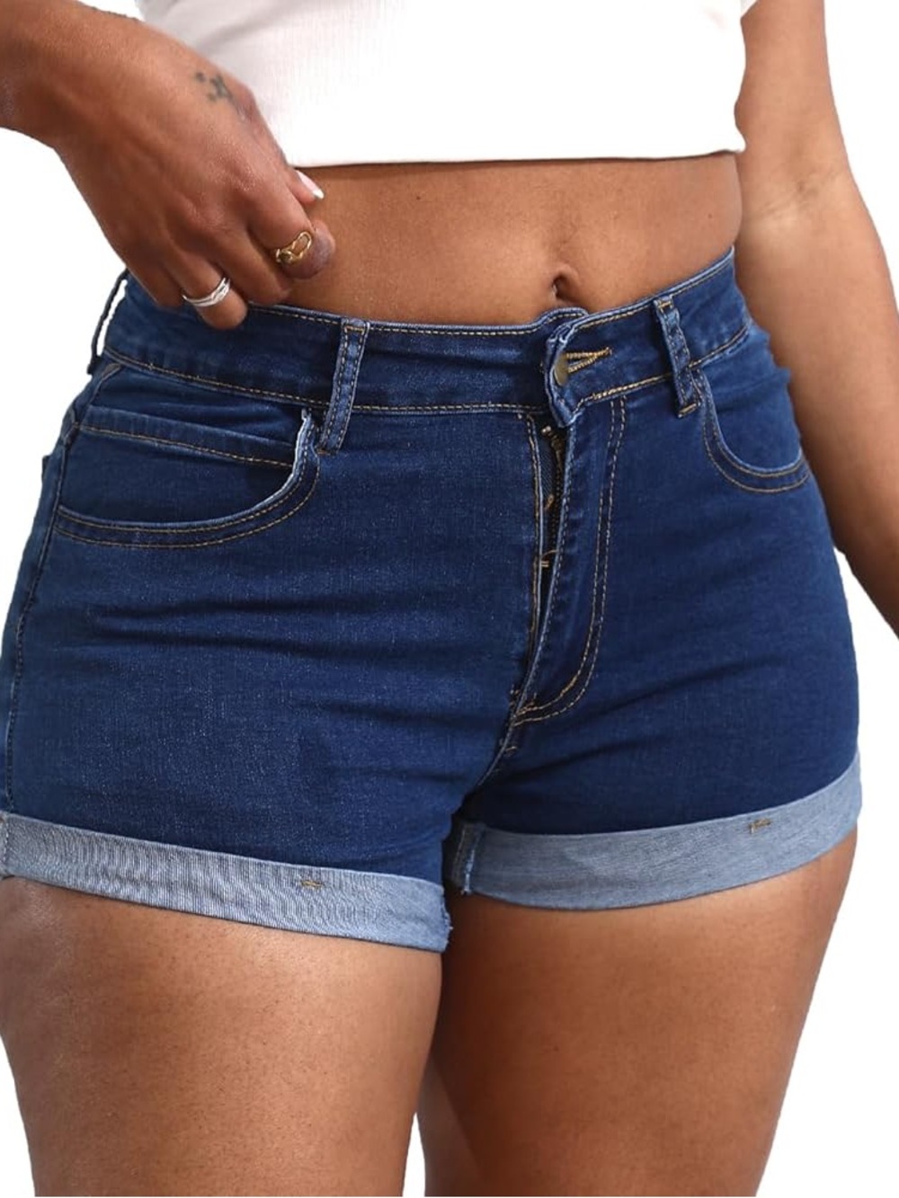 Old Navy High-Rise Dark Blue Denim Shorts - Classic Women's Jean Shorts